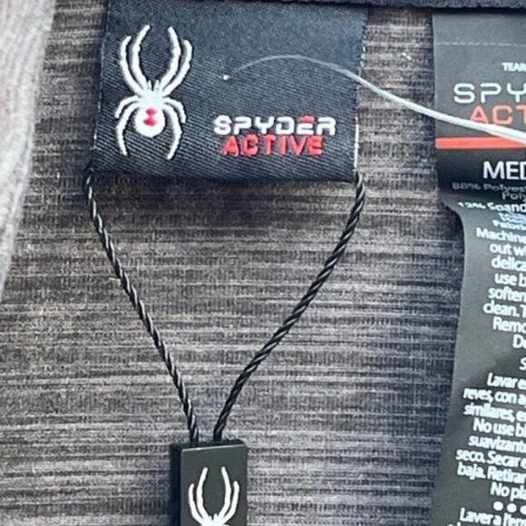 Spyder NWT Shirt Men's Mock Neck Long Sleeve Active Pro Web Grey Stretch Sz Med - Picture 5 of 9